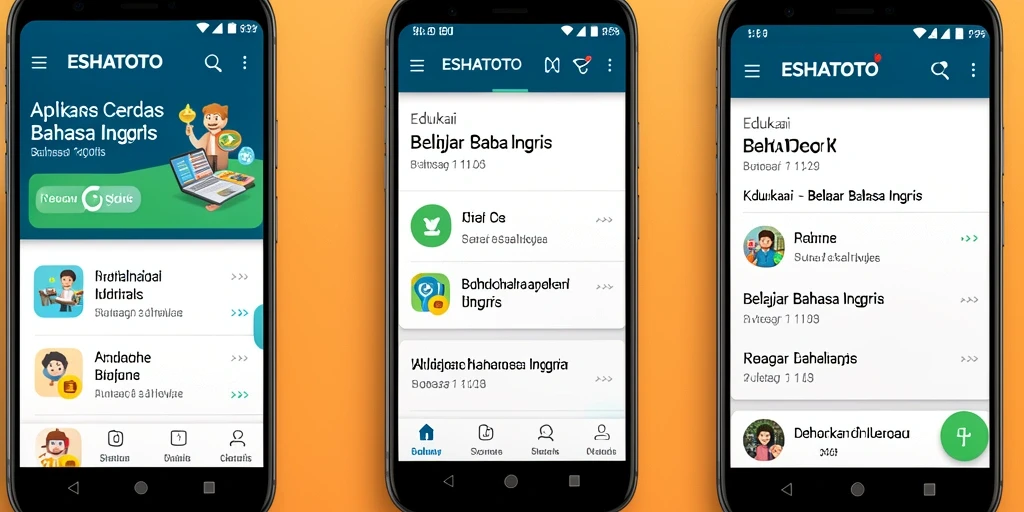 Tampilan antarmuka ESHATOTO yang menarik dan ramah pengguna untuk Belajar Bahasa Inggris.