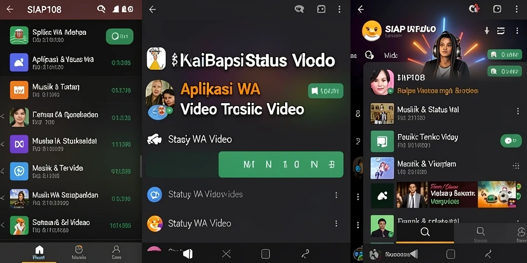 Antarmuka SIAP108 yang menampilkan banyak pilihan video status WA.
